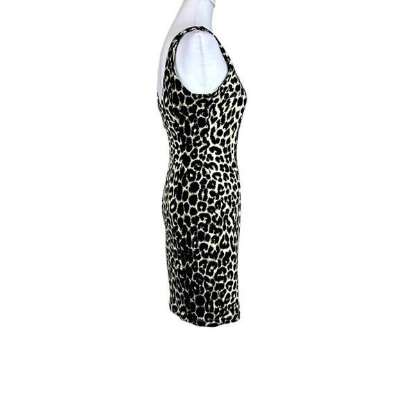 love...ady Leopard Print Dress Womens Size S Black Cream Bodycon Stretchy Sexy - Picture 2 of 8